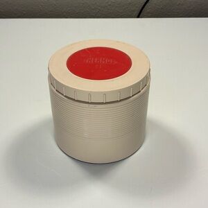 Thermos Plastic Insulated Food Jar Beige Red Lid Model 8184